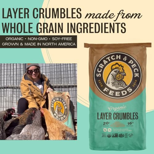 Scratch and Peck Feeds | Layer Crumbles for Chickens & Ducks | 25 lb Bag | 16% Protein, Corn & Soy Free, Certified Organic & Non-GMO Project Verified, Complete Nutrition - size: 25 Pound (Pack of 1), style: Layer