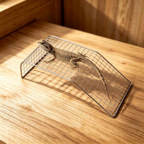 Stainless Steel Reptile Climbing Net – Basking Platform for Bearded Dragon, Leopard Gecko, Blue-Tongued Skink, Turtle – Durable Basking Rock & Ramp for Tank Accessories, Reptile Bed for Sunbathing