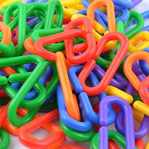 100 Piece Plastic C-Clips Hooks Chain Links C-Links Rat Parrot Bird Toy Cage