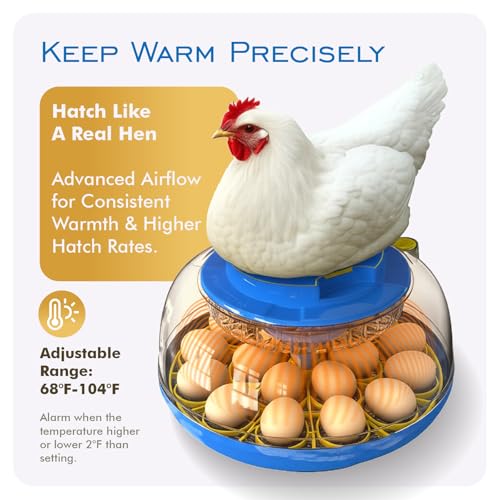 OtterVerz 11 Egg Incubators for Hatching 18-36 Chicken/Quail/Turkey Eggs, 360° View Poultry Incubator with Automatic Egg Turning and Humidity Control, Suitable for Farm, Classroom, Home