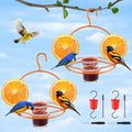 2 Pack Oriole Bird Feeder for Outdoors Jelly and Oranges, Hanging Oriole Feeder with Ant Moat & 2 Glass Cups & Cleaning Brush & Screwdriver, Metal Bird feeders for Outdoors for Jelly Nectar (2 Cups)