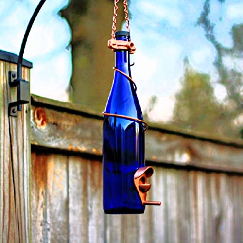 Blue Ridge Mountain Wine Bottle Feeder, Backyard & Garden Decor, Hanging Bird Feeder, Outdoor Use, 25oz Seed Capacity, Blue & Copper - color: Cobalt Blue & Copper