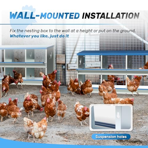 Chicken Nesting Box 6 Compartments Metal Laying Boxes for Chicken Hens Poultry Ducks Protect Eggs Chicken Coop Easy Egg Collection Wall Mount Nest Box for Chicken Coop - size: 6 Compartments