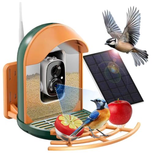 Bird Feeder with Camera, Smart Birdfeeder with Cam Solar Powered, 2K HD Video, AI Identification, Instant Arrival Alerts, IP66 Bird Bath & Feeder,Gift for BirdLover (with Stand, Dark Green) - color: Dark Green, style: With Stand