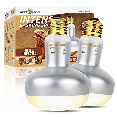 REPTI ZOO 2 Pack Heat Lamp 150W, Intense Basking Spot Simulated Natural Sunlight Heating Lamp Bulb, Heat Emitter UVA Heat Lamp Bulb for Reptile Chickens Pet Brooder - style: Natural Basking Light Bulb 150W