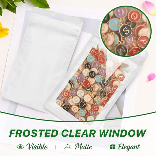 ANZNKU 100 Pcs Colorful Mylar Bags, Resealable Smell Proof Bag Foil Pouch | 5Colors, 4.72x7.1", Frosted Clear Window, Seal Zip Baggies, Packaging Bags for Small Business Candy Jewelry Treat Favor - color: 5 Colors -1, size: 4.72x7.1 inches