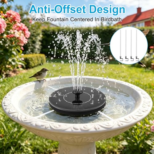 Floating Solar Fountain Pump, Upgrade 1.5W Solar Powered Water Pump with 6 Spray Nozzles & 4 Fixed Pipes, Solar Fountain for Bird Bath, Garden Pond, Pool, Outdoor - color: 1.5w Solar Fountain