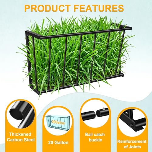30" Wall Mount Hay Rack, 20 Gallon Capacity Livestock Feeder | Steel Hay Feeder& Blanket Holder , Metal Wall Hay Rack for Goats, Sheep and Storage