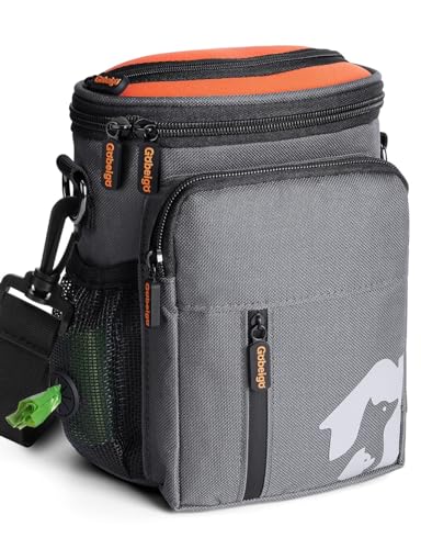 8 Cup Dog Treat Pouch with Training Clicker(Gray & Orange) | 3 Ways to Wear/Built-in Poop Bag Dispenser/Zipper Front Pocket Phone Friendly Treat Bag for Pet Training & Walking - color: Gray & Orange