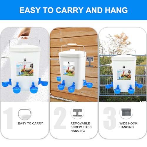 Automatic Chicken Waterer Float Controlled, 3 Gallons Poultry Waterer Dispenser with Hose Attachment, Poultry Automatic Drinking Accessories for Chicks, Duck, Goose, Turkey - size: 3 Gallon with water cup