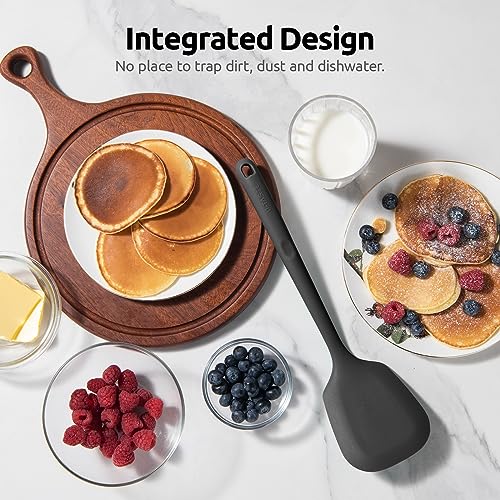 U-Taste Silicone Turner Spatula Set of 2, 13.6" Long/3.7" Wide, Black | 600ºF Heat Resistant Food Grade Silicone Cooking Utensils Set, Wide Large Solid & Slotted Turner Pancake Egg Flipper - color: Classic Black