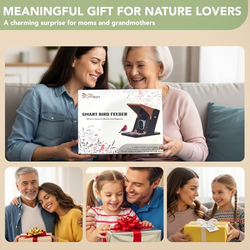 Smart Bird Feeder with Camera, Solar Powered 2K Video AI Identification | Instant Arrival Alerts, Night Vision, Weatherproof Outdoor Feeder With App Sharing For Bird Lovers