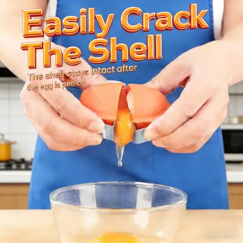 Stainless Steel Egg Biscuit and Separator, Handheld Bottle Opener for Raw Eggs and Hard Boiled Eggs, Multi-functional Kitchen Gadgets for Easy Peel and Egg White Separation (2) (2)