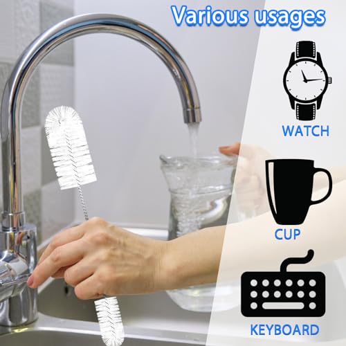 37 Pieces Hummingbird Feeder Cleaning Brush 3 Size Mini Nylon Tube Brushes Set 2 in 1 Double Headed Hummingbird Brush Cleaner for Bottles Tubes Jars Bird Feeder(White) - color: White