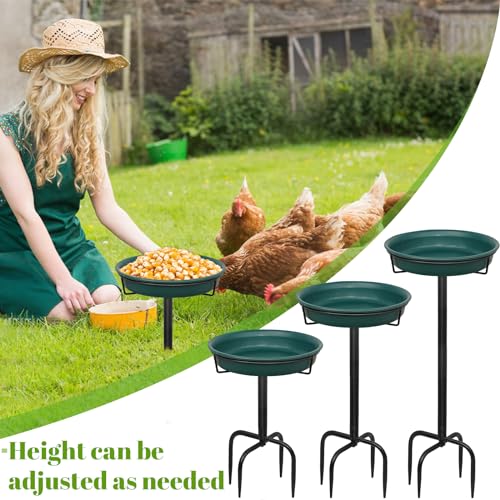 39In Freestanding Birdbaths Bowl Outdoor, Standing Garden Bird Bath Bird Feeder Bowl with Metal Stake, Detachable Decoration Spa Birdfeeder for Garden Patio Yard Lawn, 4 Spiky Feet (D) - color: Green