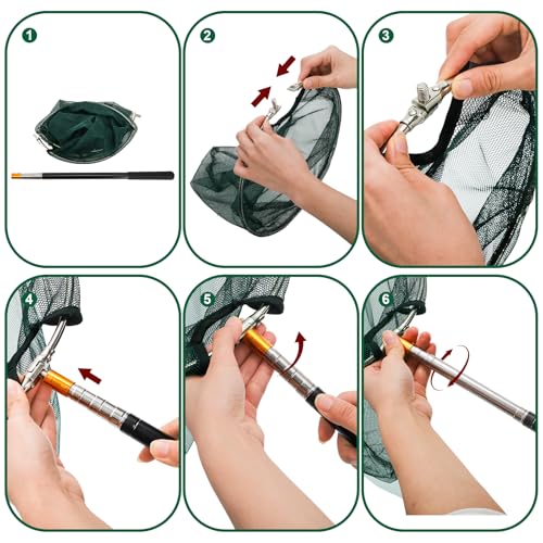 Kingrol Professional Butterfly Net with 12" Ring, 20" Depth, Extendable Handle to 59" - Durable & Lightweight Insect Catching Net, Stainless Steel & Polyester Build
