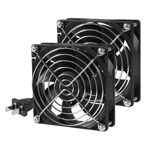 UMLIFE 2Pack AC Power Axial Fan 110V 120V 9025 90mm x 25mm Dual Ball Metal for DIY Ventilation Exhaust Projects Cooling - color: 90x25mm