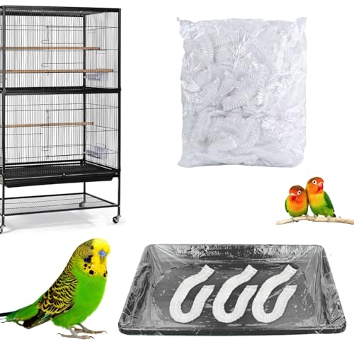 Disposable Bird Cage Liners, Clear Plastic 50 Pcs Birdcage Tray Liner Bags 26" x 18", Bird Cage Accessories Universal Film for Parakeets, Parrots, Finches, Canaries, Cockatiels - size: 26" x 18"