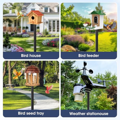 Smart Bird Feeder Pole Stand, 79 Inch Heavy Duty Bird House Pole for Outdoors Adjustable Mounting Pole for Smart Bird Feeder with 1 Inch Dia Bird Feeder Post Weather Station, Black - size: 79'' Pole