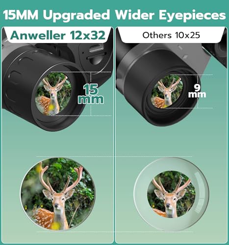 Anweller Binoculars with Camera, 12x32 High Powered Compact Binoculars for Adults and Kids, for Bird Watching, Cruise Ship, Hunting, Travel, Hiking, Sport Games, Concert, with 8GB Card