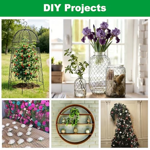 Chicken Poultry Wire Fencing,4inx10ft Vinyl Coated Hardware Cloth Rust-Resistant Hexagonal Mesh Roll with Snips/Gloves for Vegetable/Garden/Pets/Plants/Floral Netting - size: 4inx10ft/4inx118in