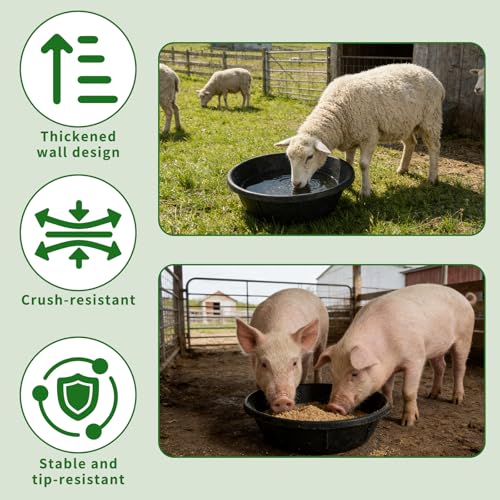 4 Pack Rubber Feed Pan, Rubber Water Trough, 2 and 1 Gallon Bowl | 2 x 2 Gallon and 2 x 1 Gallon Horse Feed Bucket,Utility Feed Bucket,Livestock Water Bowl for Animal - color: Black-4Quart+8Quart, size: 4PCS