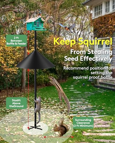 19 Inch Metal Squirrel Baffle for Bird Feeder Pole | Outdoor Squirrel Proof Bird Feeders, Bird House Guard for Shepherd’s Hook, Rust Chew Proof Heavy Duty - style: Pole Mount