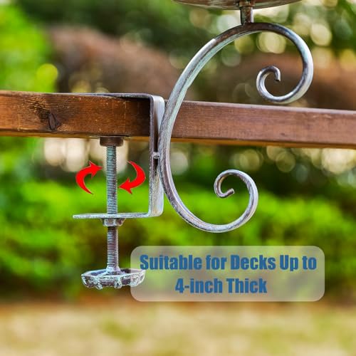 Bird Bath Feeder for Deck Railing and Balcony 2 in 1 Blue | Deck Mounted Birdfeeders for Outdoors with Heavy Duty Clamp, Unique for Outside, Suitable for Garden Porch Backyard - color: Blue