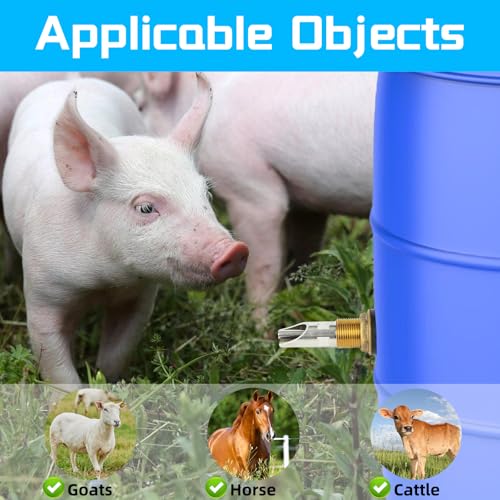 6 Pack Pig Waterer Nipples, Stainless Steel Hog Waterer Barrel Kit | Automatic Pig Nipple Water Drinker, 2.5 x 0.75 in Size, 1/2 in Thread, Touch-Activated Flow, PTFE Tape, Piglets and Goats - color: Coppery-6 Pcs