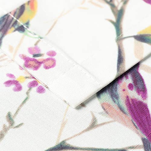Purple Bird Print Linen Textured Curtains, 52 x 63, 1 Panel, Grommet | Well Made Finish, Soft Thick Fabric, Retro Country Style, Drapes for Bedroom and Living Room Windows - color: Purple, size: 52"W x 63"L (Pack of 1)