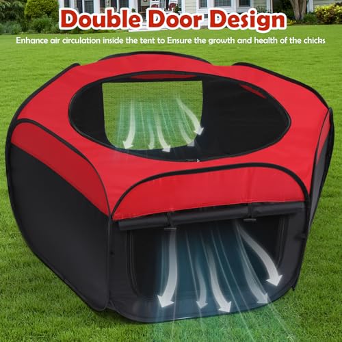 Brooder Box for Chicks Pop-Up Baby Chicken Cage Perch Up to 17 Baby Chicks, Ducks and Quails Chick Starter Kit with Storage Bag, Top Cover, Fixed Pegs, Waterproof Mat