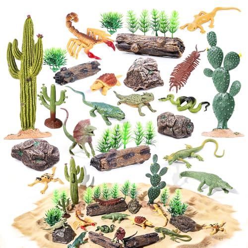 32PCS Desert Animals Figures, Realistic Lizard Reptile Toys for Kid | Desert Animal Figurines Set, Ideal for Diorama, School Projects, Sensory Play, Birthday Gifts, Cake Toppers, Non-toxic - style: Reptiles