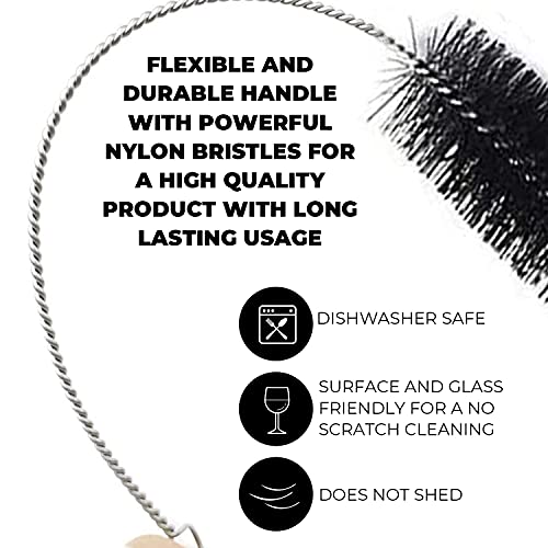 10" Extra Long Tube Brush Set - Small 5 Pack - Purple | Flexible nylon straw brushes for bottles, cleaning straws, pipe cleaners, glass, keyboard, detailing and deep cleaning - color: Purple, size: Small 5 Pack (2mm 3mm 4mm 5mm 6mm)