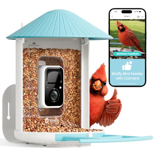 NETVUE by Birdfy Smart Bird Feeder with 2K AI Camera, Value for Beginners | Accurate AI Bird ID, Auto Records & Smart Notification, Free Cloud Storage, Easy Setup & App, Work with Alexa - color: Blue