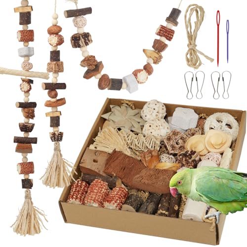 Bird Toys Parrot Natural Foraging Box Parakeet Toys DIY Hanging String for Cockatiels,Conures,Love Birds,and Other Small to Medium Birds Cage Accessories (Large) - size: Large