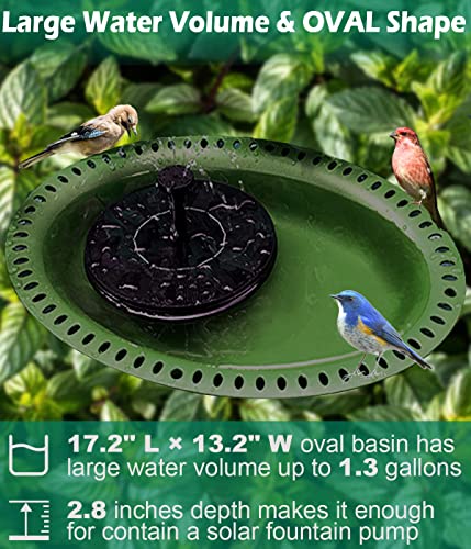29 Inch Height Oval Shape Bird Bath for Outdoors, Detachable 5-Prong Birdbath Bowl Spa & Birdfeeder with Metal Stake Stand for Outside Garden, Green - color: Green
