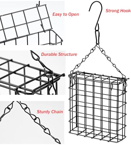 Two of Durable Outdoor Garden Yard Patio Suet Bird Parrot Easy Open Reusable Feeders Squirrel Proof for Outside Wild Bird Parrot Woodpecker Hummingbird Hanging Fruit Capacity Suet Cake Food - style: Regular