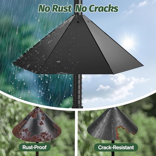 95 Inch Bird Feeder Pole Kit, Squirrel Baffle, 5-Prong Base | Heavy-Duty Metal Pole, for Bird Houses, Garden Décor, Backyard and Patio Use - size: 95 inch with baffle