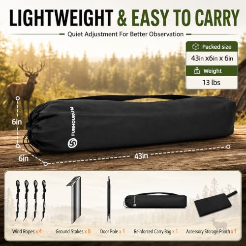Hunting Blind See Through, Pop Up Ground Deer Blind, Large Door | 270/288/360 Degree See Thru, 1/2/3/4 Person Hunting Camouflage Tent, With/Without floor, Swing/Diamond/Horizontal Door Design - size: 2-3 Person, style: 270°/Horizontal Door