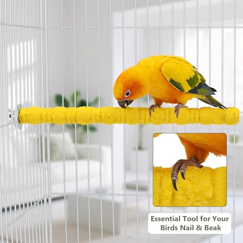 Litewoo Pet Bird Perch Parrot Rough-surfaced Stand Toy Branch Nature Wood Quartz Sand Branches Nail Perch for Small Medium Birds Cockatiel Parakeet Conure Cage Accessories (Yellow, 10.2in) - color: Yellow, 10.2in