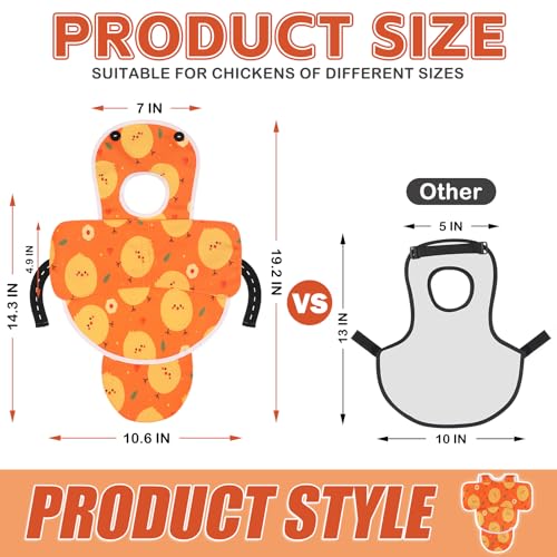 Esmorah Chicken Saddle for Hens, Large Breathable Anti-Pecking Hen Saddle | Chicken Aprons with Extended Shoulders, Wing & Tail Coverage Protection - Adjustable Straps for Feather Regrowth (Orange) - color: Cute Chick Orange