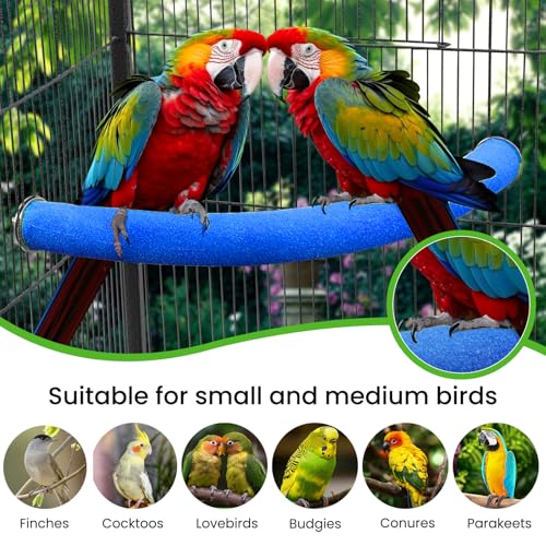 FrgKbTm U Shape Parrot Perch Stand Toy Bird Platform Sand Paw Grinding Clean Stick Exercise Conure Budgie Cockatiel Cage Accessories (Blue-Corner)
