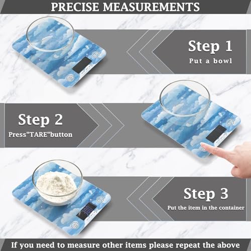 Food Scale Kitchen Scale Food Weight Scales Digital Weight Grams and Ounces Small Electronic Food Scale for Baking Cooking Blue Gradient Cloud and Stars - color: Blue Gradient Cloud and Stars
