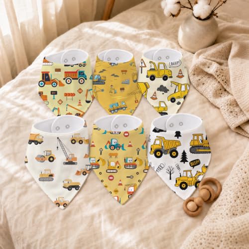 Baby Organic Cotton Teething Cloth Newborn Baby Burp Cloth Bandana Drool Cloth for Drooling Cotton Baby Gifts - color: Construction Truck