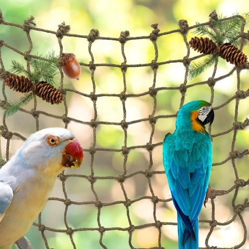Parrot Climbing Net Jungle Fever Rope Small Animals Toys for Parakeets Lovebirds Finch Budgerigars Conure Cockatiel (M 16" x 16") - size: M 16" x 16"