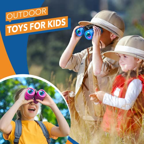 Toys for 3-7 Year Old Boys: LET'S GO! Binoculars for Kids with Bird Watching Manual Easter Birthday Gifts for 4 5 6 7 8 Year Old Boy Girls Outdoor Toy for Kid Ages 5-7 Toddler Camping Telescope - color: Blue