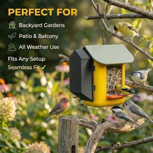 SplashNColor Seed Hopper Extender Compatible with Bird Buddy Smart Feeder – High-Capacity, Durable, Easy-to-Install Seed Extension for Longer Feeding & Less Refilling – ABS White (1 Pack)