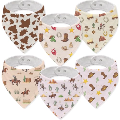 Baby Organic Cotton Teething Cloth Newborn Baby Burp Cloth Bandana Drool Cloth for Drooling Cotton Baby Gifts - color: Brown Western