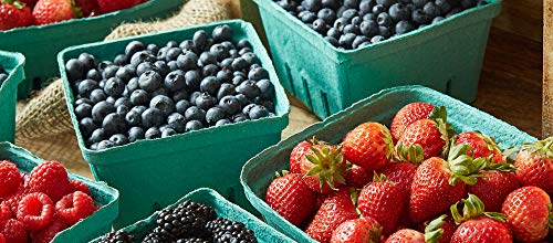 FMP Brands 44 Pack Pint Green Molded Pulp Fiber Berry Basket Produce Vented Container for Fruit and Vegetable, Farmer Market, Grocery Stores and Backyard Party