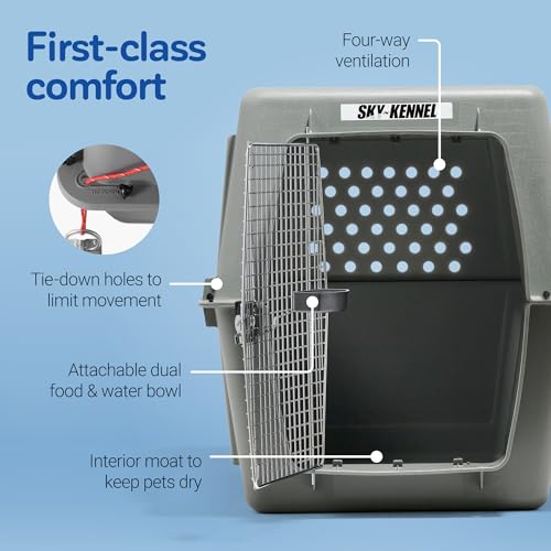 Petmate Sky Kennel IATA Airline Compliant Plastic Dog Crate For Air and Land Travel, Giant 48" L For Pets 90-125 lbs, Heavy Duty Dog Kennel, Made in the USA - size: 48 Inch